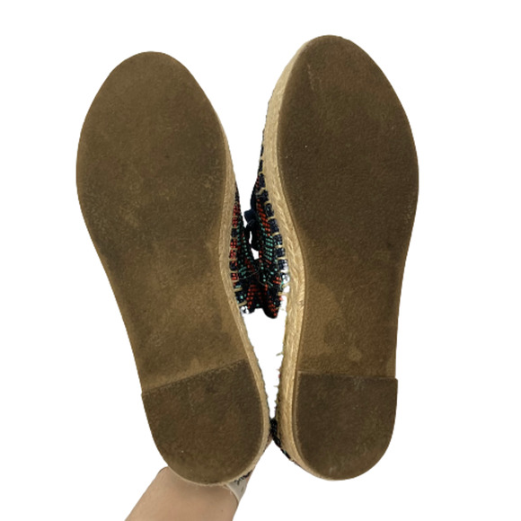 Indigo Rd Shoes Womens Sz 6 Leisa Espadrille Navy Blue‎ Beaded Lace Up Flats New - Picture 4 of 8